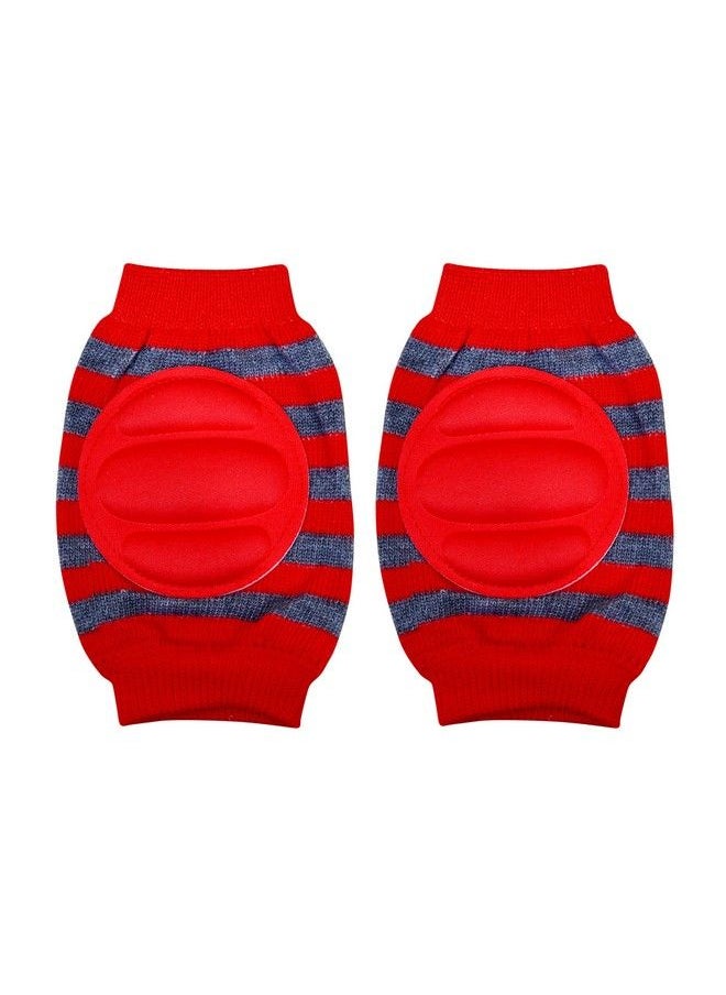 The Little Lookers - Baby Knee Pads For Crawling Anti Slip Padded Stretchable Elastic Cotton Soft Breathable Comfortable Knee Cap; Elbow Safety Protector In Attractive Colors (6 Months2 Years) (Redgrey Pack Of 1) - Image 1