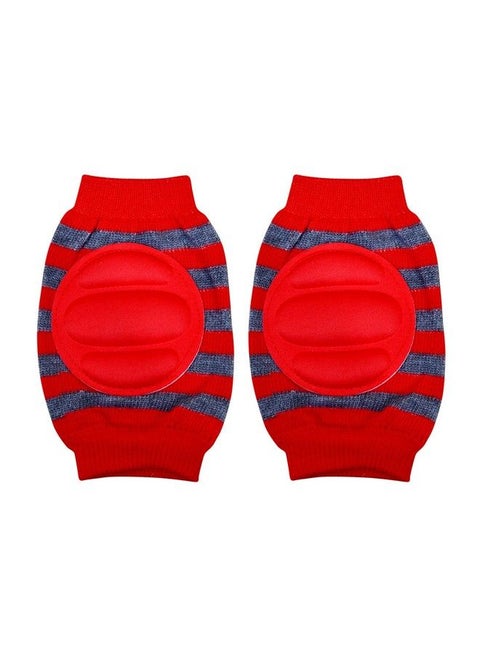 Baby Knee Pads For Crawling Anti Slip Padded Stretchable Elastic Cotton Soft Breathable Comfortable Knee Cap; Elbow Safety Protector In Attractive Colors (6 Months2 Years) (Redgrey Pack Of 1)