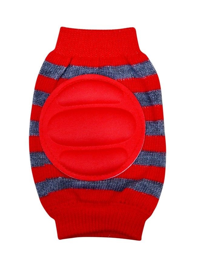 The Little Lookers - Baby Knee Pads For Crawling Anti Slip Padded Stretchable Elastic Cotton Soft Breathable Comfortable Knee Cap; Elbow Safety Protector In Attractive Colors (6 Months2 Years) (Redgrey Pack Of 1) - Image 1