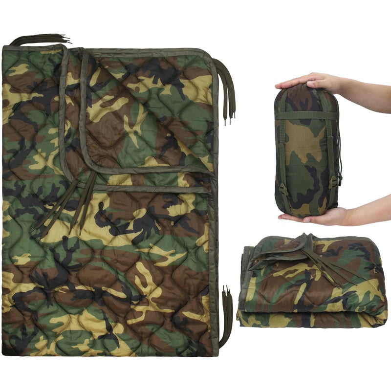 Mirzoyan Woobie Blanket, Military Poncho Liner Camo Insulated Camping Woobie Blanket for Outdoor Hiking Survival Hunting - Image 1