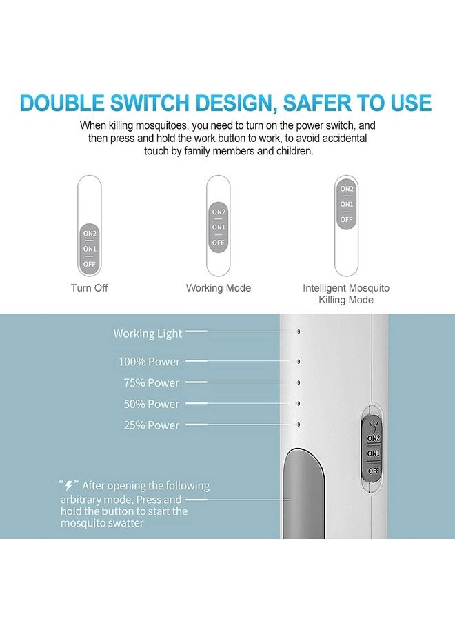 منشة البعوض الكهربائية - قاتل البعوض، صاعق الحشرات 2 في 1، أوضاع مزدوجة، منشة الذباب، بطارية ليثيوم أيون طويلة العمر وطاقة عالية، شحن 4-5 ساعات، مضرب حشرات مع ضوء الأشعة فوق البنفسجية، مثالي لغرفة النوم، وغرفة الأطفال، والمطبخ - pzsku/Z3B513A826404C4F26C96Z/45/_/1740947177/bf26ebaf-40ca-4f3f-a340-0dbddf9f8862