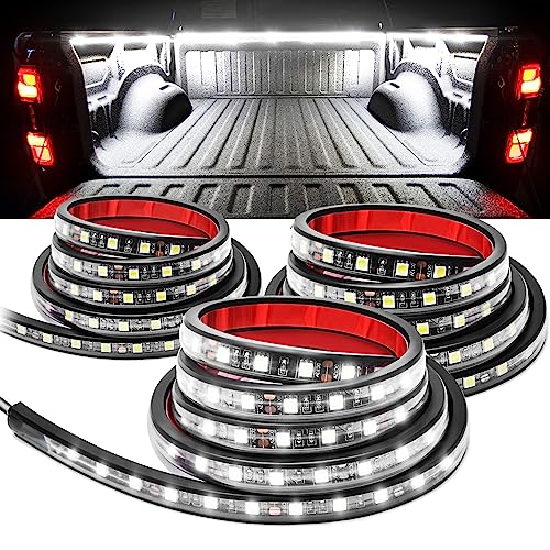 MICTUNING 3Pcs 60 Inch Truck Bed Lights - White Waterproof LED Light Strip with On-Off Switch Fuse Splitter Cable Compatible for Truck Jxxp Pickup RV SUV Vans Cargo Boats and More - Image 1