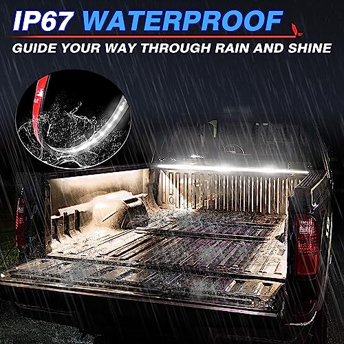 MICTUNING 3Pcs 60 Inch Truck Bed Lights - White Waterproof LED Light Strip with On-Off Switch Fuse Splitter Cable Compatible for Truck Jxxp Pickup RV SUV Vans Cargo Boats and More - Image 4