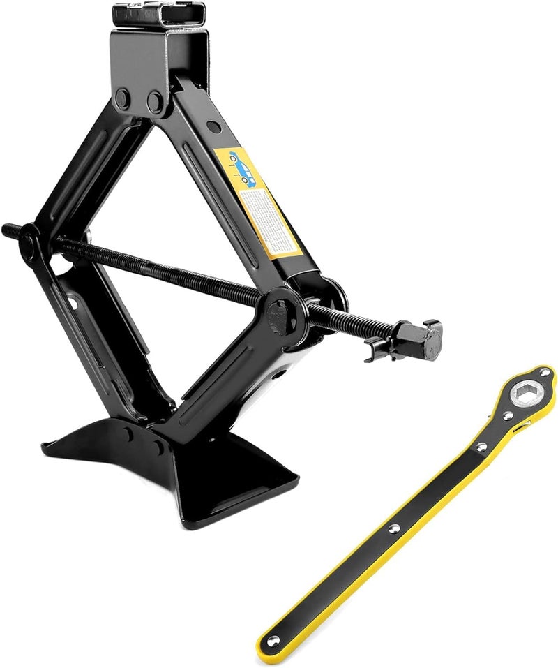 TONSYL Heavy-Duty 1 Ton Scissor Lift Jack for Cars - Portable Hydraulic Car Jack for Garage & Road Emergencies with The Saving Strength Ratcheting Handle and Wheel Wrench - Image 1