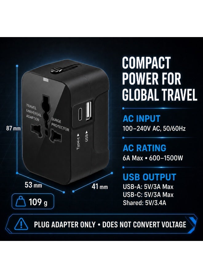 keloray Universal Travel Adapter Worldwide Plug Adaptor with USB-C, International Power Adapter with 1 USB Ports All in One Travel Adaptor Multi USB Wall Charger for European USA UK EU AUS(Type C/G/A/I) - Image 3