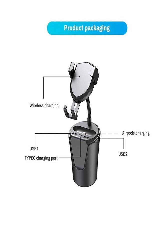 ماركة غير محددة - حامل وشاحن لاسلكي للموبايل وشاحن Airpods وثلاث مخارج USB للشحن – BX8 - Image 1
