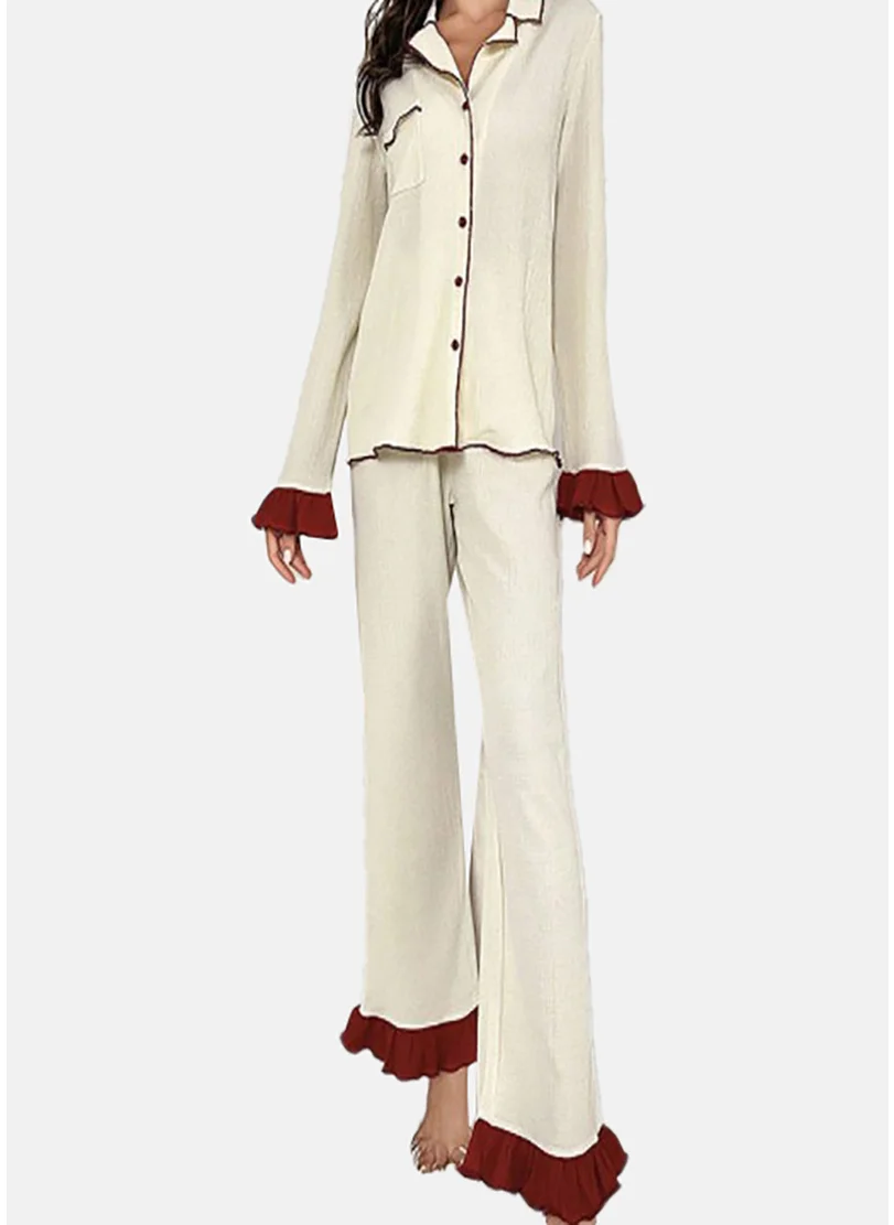 YUNIQEE Cream Solid Pyjamas & Shirt