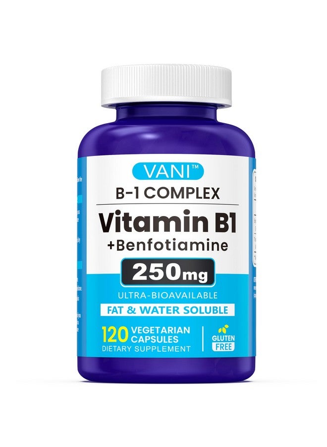 VANI 250mg Vitamin B1 with Benfotiamine, Complex 2 in 1 Enhanced Formula -Fat & Water Soluble Thiamine B1 Supplement | 120 Capsules | Gluten Free - Image 1