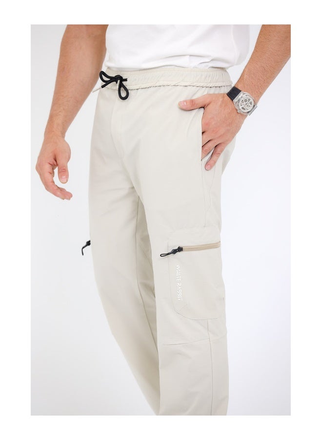 WHITE RABBIT Slip On Plain Beige Practical Joggers  - Image 4