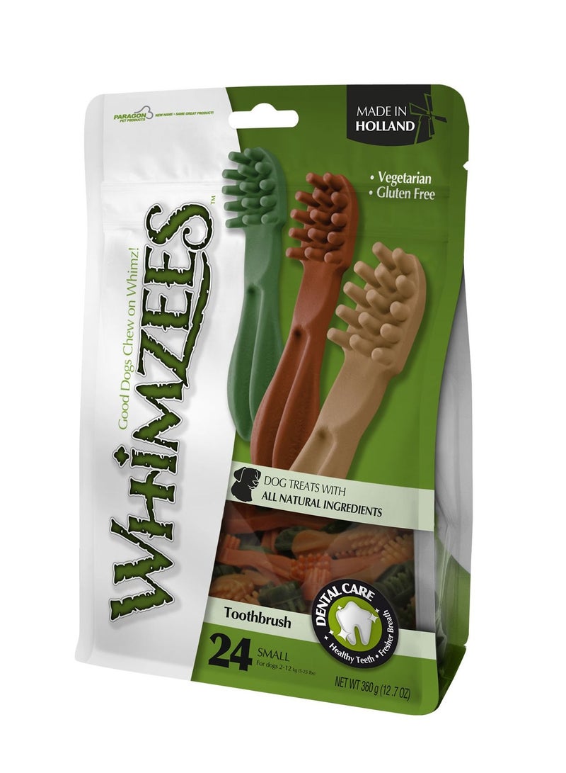 WHIMZEES فرشاة أسنان طبيعية خالية من الحبوب من ستار، مزيج صغير بني، 24 قطعة، 360 جرام