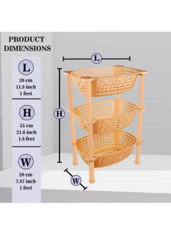 sulfar Sulfar 3 Layer Stackable Shelf Cart Kitchenware Food, Snacks, Bottles, Toys, Tiered Shelf (Beige)  - Image 2