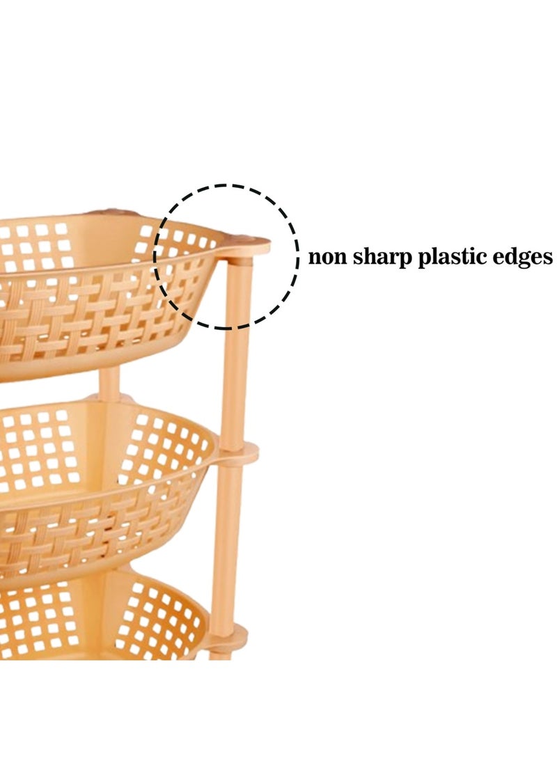 sulfar - Sulfar 3 Layer Stackable Shelf Cart Kitchenware Food, Snacks, Bottles, Toys, Tiered Shelf (Beige) - Image 1