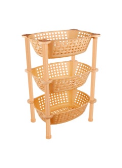 sulfar Sulfar 3 Layer Stackable Shelf Cart Kitchenware Food, Snacks, Bottles, Toys, Tiered Shelf (Beige)  - Image 1