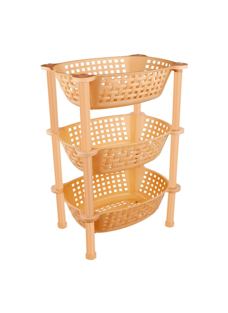 sulfar - Sulfar 3 Layer Stackable Shelf Cart Kitchenware Food, Snacks, Bottles, Toys, Tiered Shelf (Beige) - Image 1
