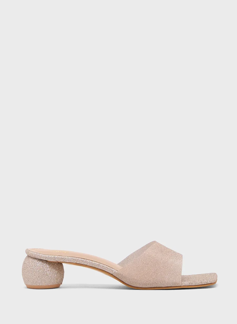 Pink Step Low Heeled Sandal