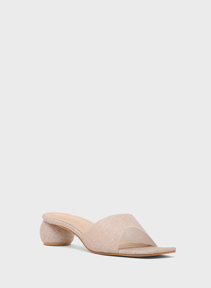 Pink Step Low Heeled Sandal