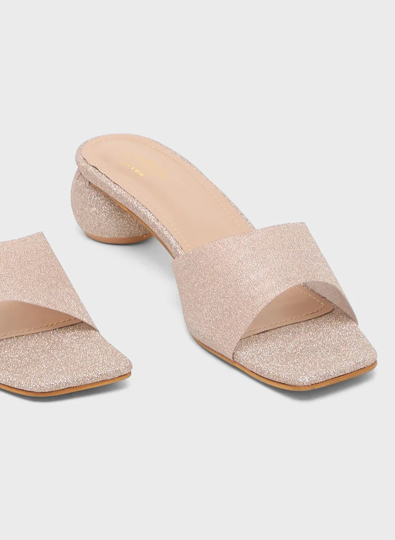 Pink Step Low Heeled Sandal