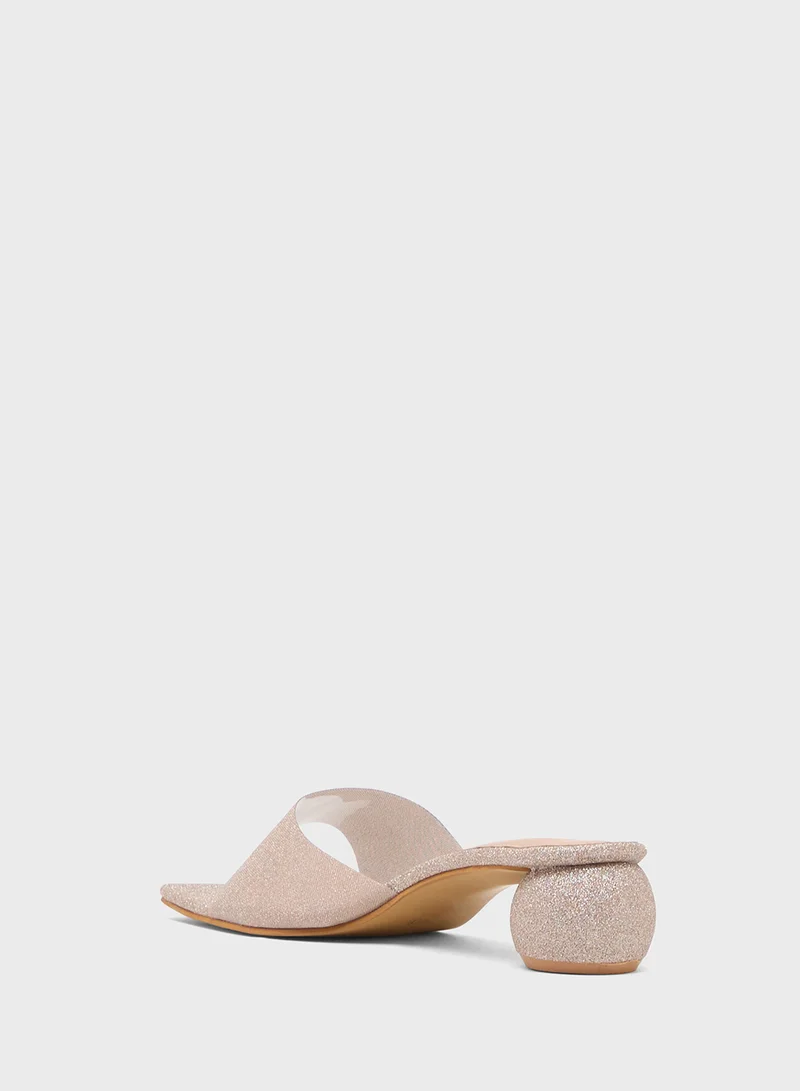 Pink Step Low Heeled Sandal