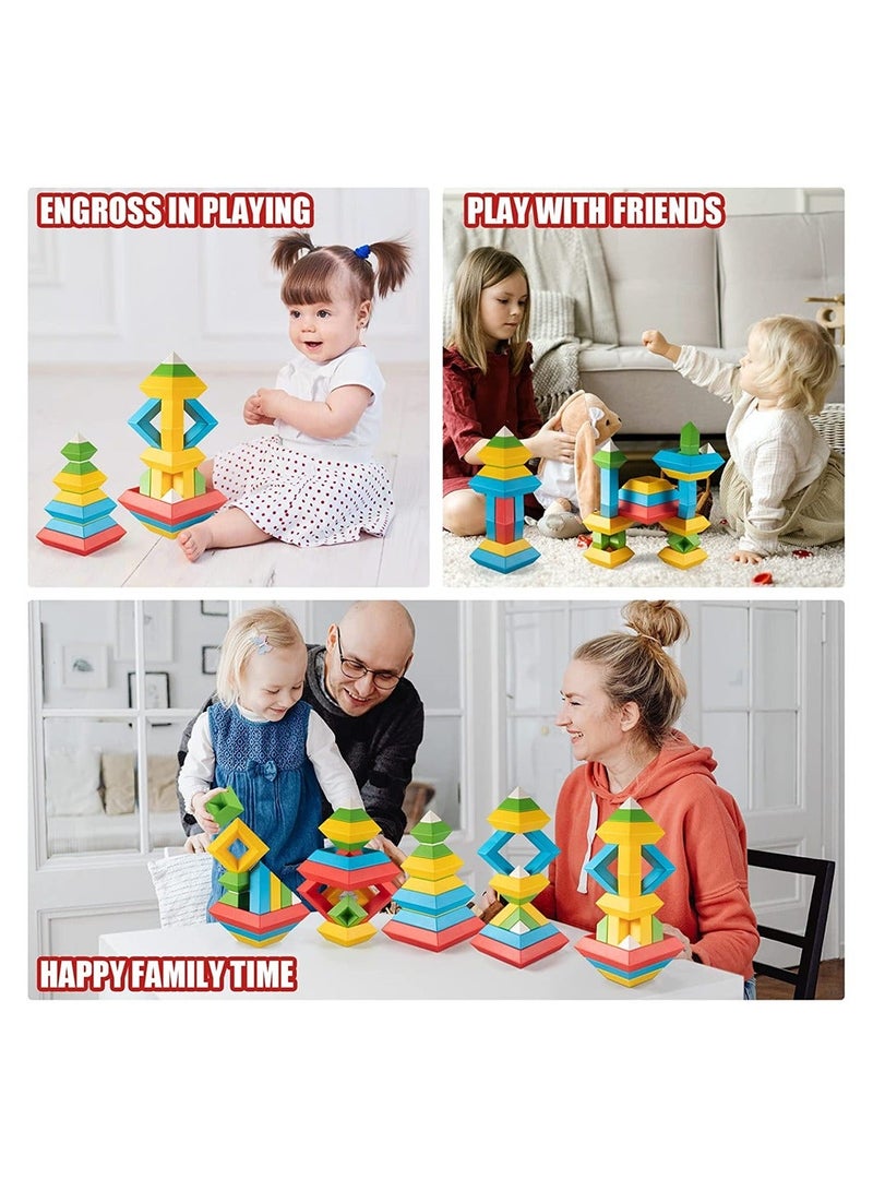 Y&D Stacking Toys for Toddlers, Montessori 1 2 3 4 5 Year Old Girls Boys Preschool Learning Activities, 30Pcs Building Blocks Educational STEM Sensory Gifts Kids  - Image 4