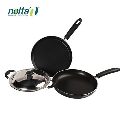 Nolta HS 3-Piece Non-Stick Cookware Set | 24 cm Fry Pan, 20 cm Appachatty & 24 cm Tawa Pan | 3-Layer PFOA Free, ISI Certified, Easy Clean, Durable & Lightweight Non Stick Kitchen Collection - Image 3