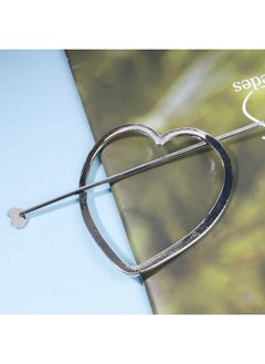 Yheakne Metal Heart Hair Slide Clip Hollow Heart Silver Hair Clip Vintage Hair Slide Pin Bun Holder Alloy Bobby Pin Metal Hair Accessories For Women And Gilrs  - Image 3