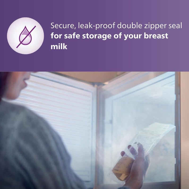 Clickify Breast Milk Storage Bags Pre-Sterilized Smart Temp Sensor Single Use BPA Free Leak Proof Double Zip Separate Fill Pour Spouts 150 ml (Storage Bag 30) - Image 5