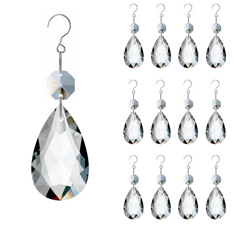 GOLDENHAITAI GOLDENHAITAI 12pcs Crystal Suncatchers Hanging Crystals Chandelier Prisms for Windows Rainbow Maker Home Decoration 