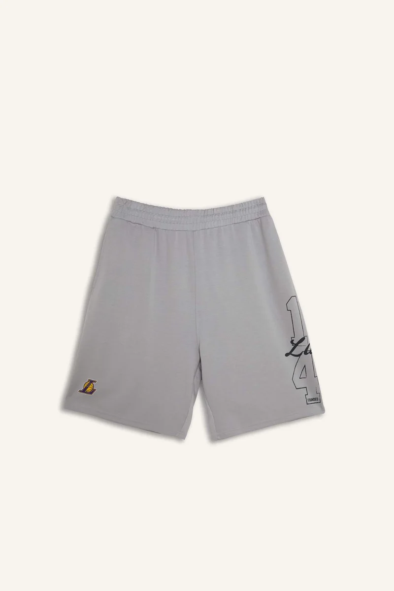 DeFacto NBA Los Angeles Lakers Licensed Baggy Fit Light Gray Shorts