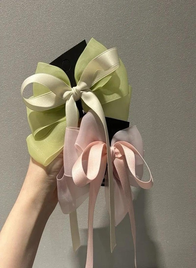 Radhya Accessories Satin Bow Clip for Women Hair Bow For Girls Net Bow Clip Hair Clip for Women Alligator Bow Clip Korean Bow clip (Pack of 1) (turquoise) - Image 1
