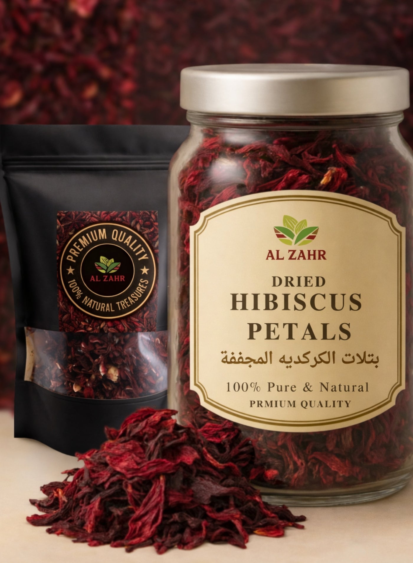 Premium Dried Hibiscus Petals – Natural Botanical Hibiscus / Karkadeh / Roselle / Jamaica Flower Petals for Gardening, Horticulture & Herbal Projects