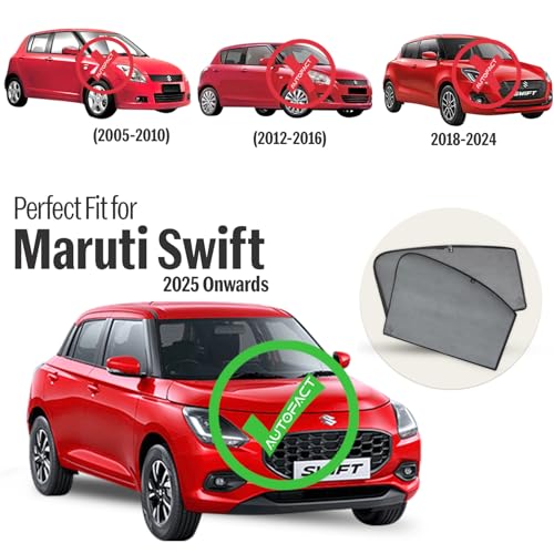 Autofact Car Sunshades for Maruti Swift (2025 Onwards), UV Protection, Useful Car Accessories, Custom fit Sun Shades for Side Windows, Set of 4 - Image 2