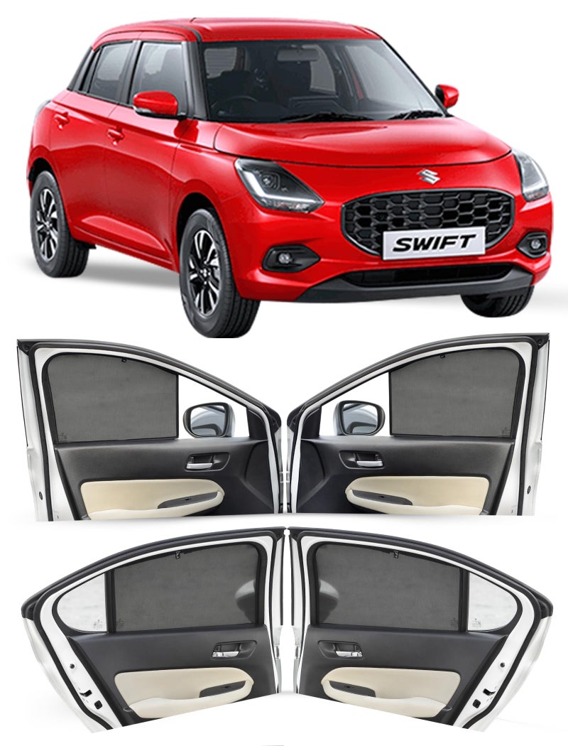 Autofact Car Sunshades for Maruti Swift (2025 Onwards), UV Protection, Useful Car Accessories, Custom fit Sun Shades for Side Windows, Set of 4 - Image 1