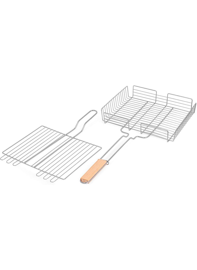 ONPRIX Onprix Barbecue Mesh Grill Basket Folding Portable Iron Material Barbecue Gadgets Grill Baskets for Fish Vegetable Shrimp  - Image 3