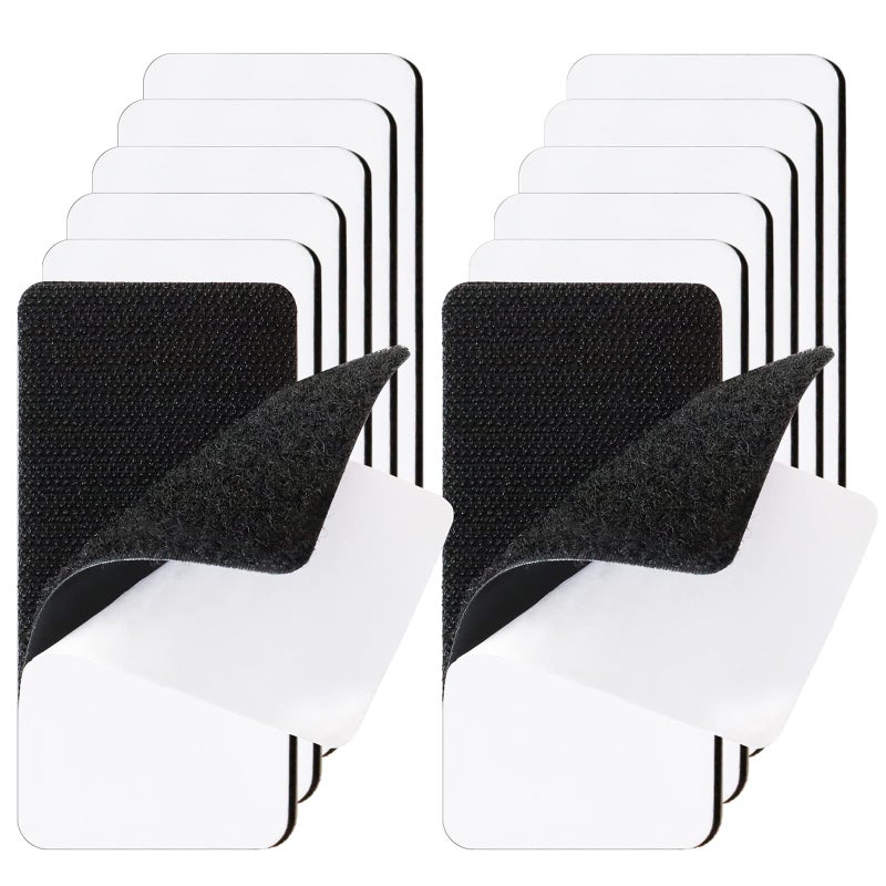 12 Sets 2x4 inch Strips with Adhesive Heavy Duty Hook and Loop Tape Wall Hanging No Perforation Fabric Couch Industrial Office Household