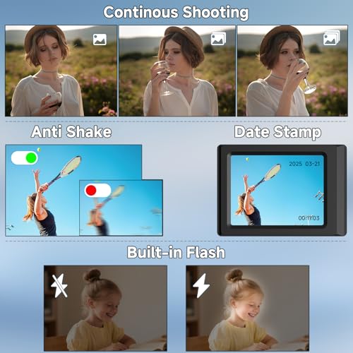 SMARTKLIK Digital Camera, 56MP 2.7K Dual-Screen Selfie Camera with 16X Zoom, 20 Filters & Anti-Shake, Portable Point and Shoot Digital Cameras with 32GB Card, Compact Travel Cameras for Beginners Teens Kids - Image 5
