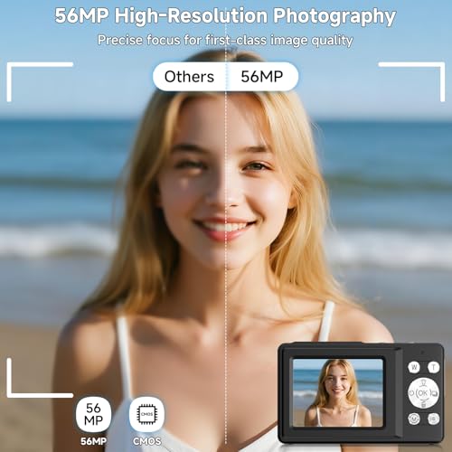 SMARTKLIK Digital Camera, 56MP 2.7K Dual-Screen Selfie Camera with 16X Zoom, 20 Filters & Anti-Shake, Portable Point and Shoot Digital Cameras with 32GB Card, Compact Travel Cameras for Beginners Teens Kids - Image 2