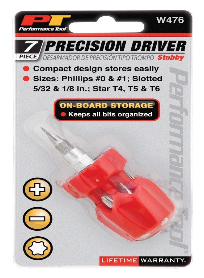 بيرفورمانس تول مفك براغي دقيق قصير W476 من Performance Tool، مكون من 7 قطع (مع رؤوس فيليبس، ورؤوس مشقوقة، ورؤوس نجمية) - Image 3