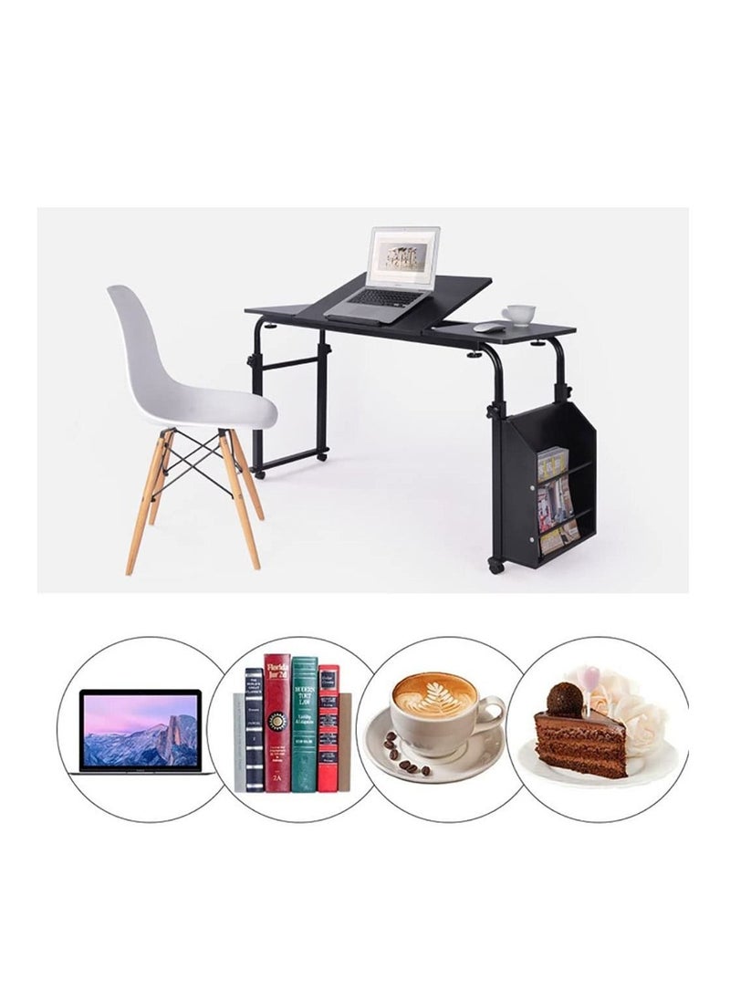 Generic - Laptop Table Bedside Table Mobile End Table Snack Side Table Overbed Desk Over Bed Table with Wheels, Adjustable Height and Length Computer Laptop Table for Hospital Home Office - Image 1
