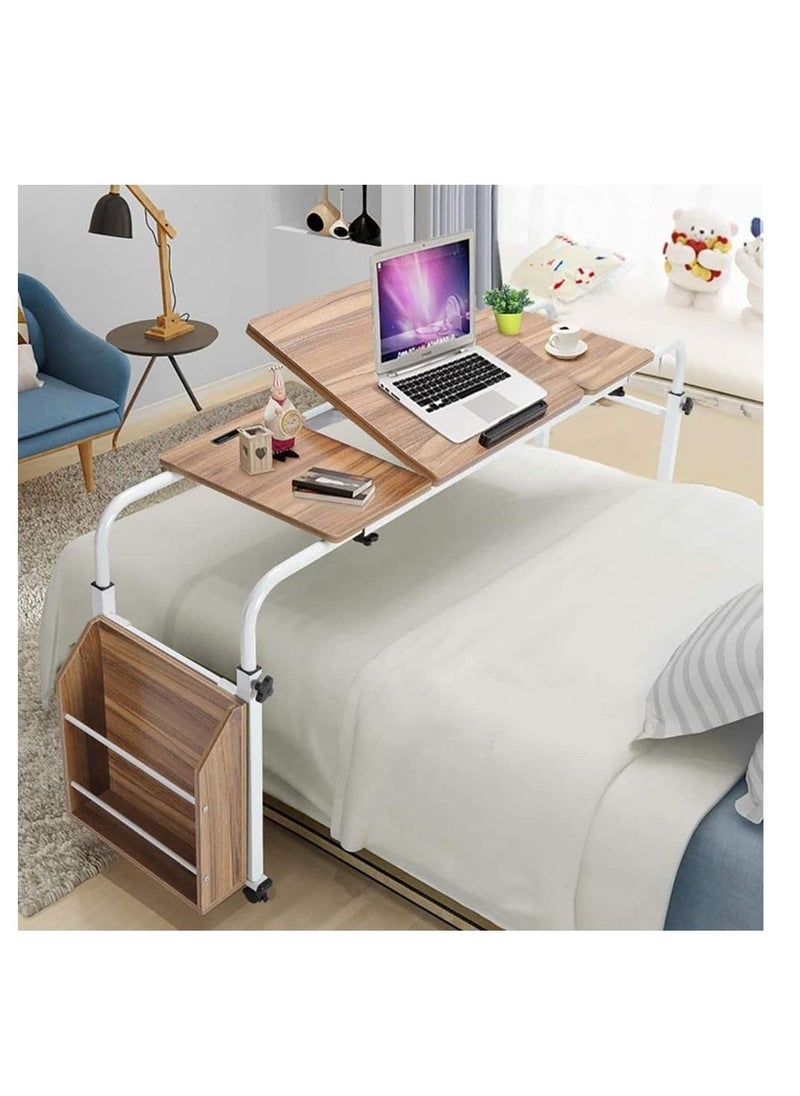 Generic - Laptop Table Bedside Table Mobile End Table Snack Side Table Overbed Desk Over Bed Table with Wheels, Adjustable Height and Length Computer Laptop Table for Hospital Home Office - Image 1