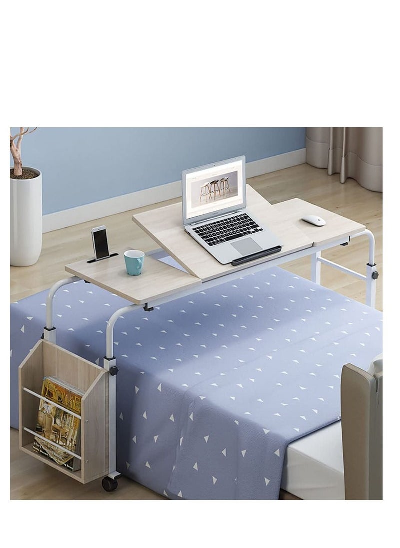 Generic - Laptop Table Bedside Table Mobile End Table Snack Side Table Overbed Desk Over Bed Table with Wheels, Adjustable Height and Length Computer Laptop Table for Hospital Home Office - Image 1