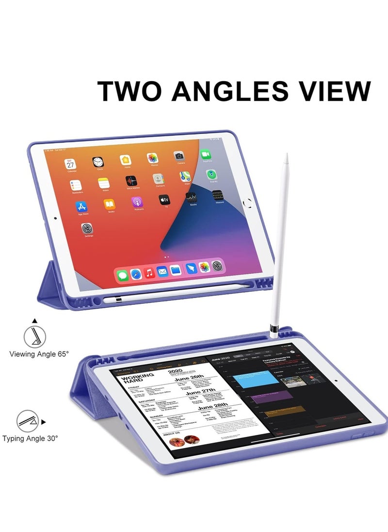 ELTRAZONE iPad 9th/8th/7th Generation Case (2021/2020/2019) - 10.2-Inch Case with Pencil Holder [Sleep/Wake], Slim Soft TPU Back Smart Magnetic Stand Protective Cover (English Lavender) - Image 5