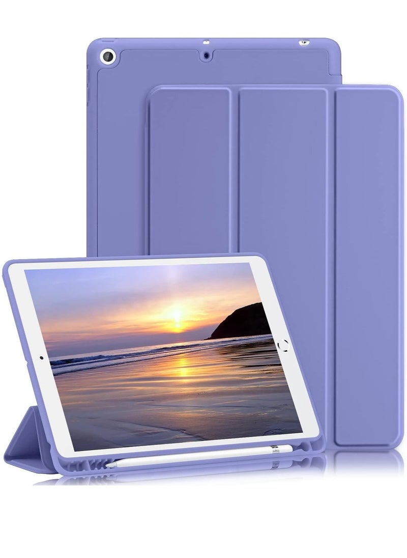 ELTRAZONE iPad 9th/8th/7th Generation Case (2021/2020/2019) - 10.2-Inch Case with Pencil Holder [Sleep/Wake], Slim Soft TPU Back Smart Magnetic Stand Protective Cover (English Lavender) - Image 1