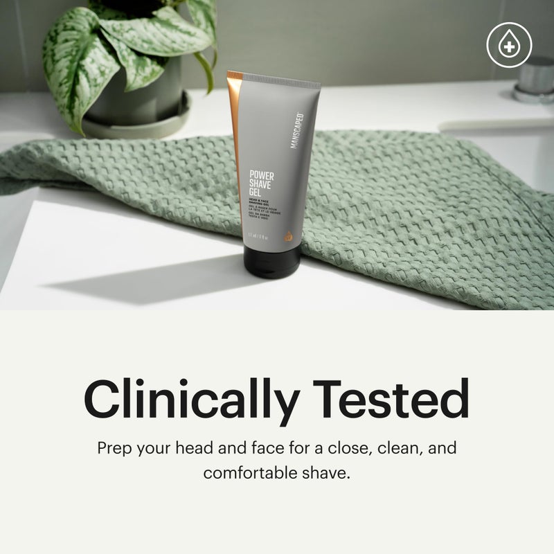 manscaped جل حلاقة مانسكيبيد® باور، جل حلاقة مهدئ للرأس والوجه للرجال، مع هازل الساحرة ومقشرات سائلة لطيفة للمساعدة في الدفاع ضد التهيج، الشعر الناشئ ونتوءات الحلاقة، 6 أونصة سائلة - Image 3