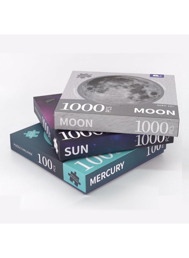 MiniWhale Exquisite Moon Sun Planet Round Paper Flat Puzzle 1000 Puzzle Custom-Color:300 Piece Earth Puzzle - Image 4