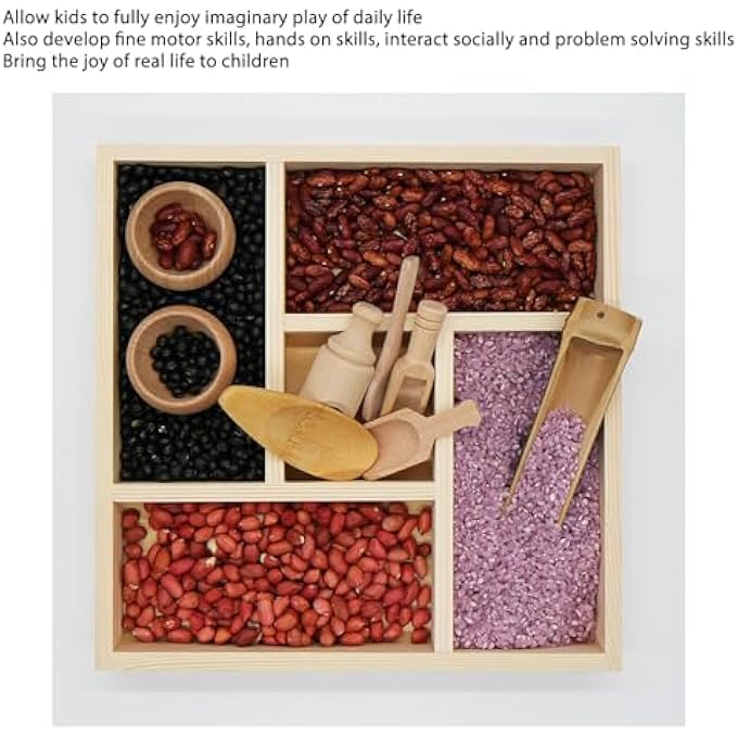 WOODEN SENSORY BIN, WOODEN SOFT EDUCATIONAL SENSORY TRAY FINE MOTOR LEARNING STURDY FOR OUTDOOR - Image 4