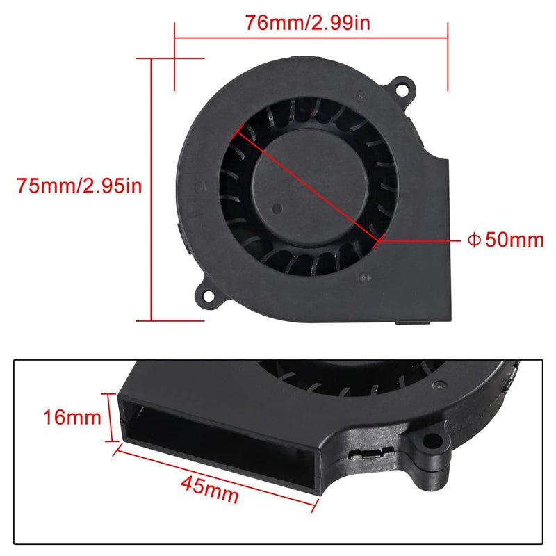UMLIFE 4 قطع مروحة تبريد بدون فرش 75 مم 5 فولت USB DC لطابعة 3D وكمبيوتر PC وCPU وعلبة الكمبيوتر 75 مم × 15 مم - Image 2