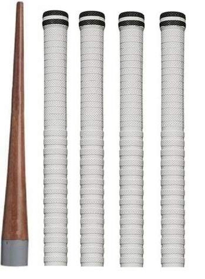 Kizlo Set of 4 Cricket Bat White Grip + 1 Wooden Gripper (Cone) Super Tacky (Pack of 5) - Image 1