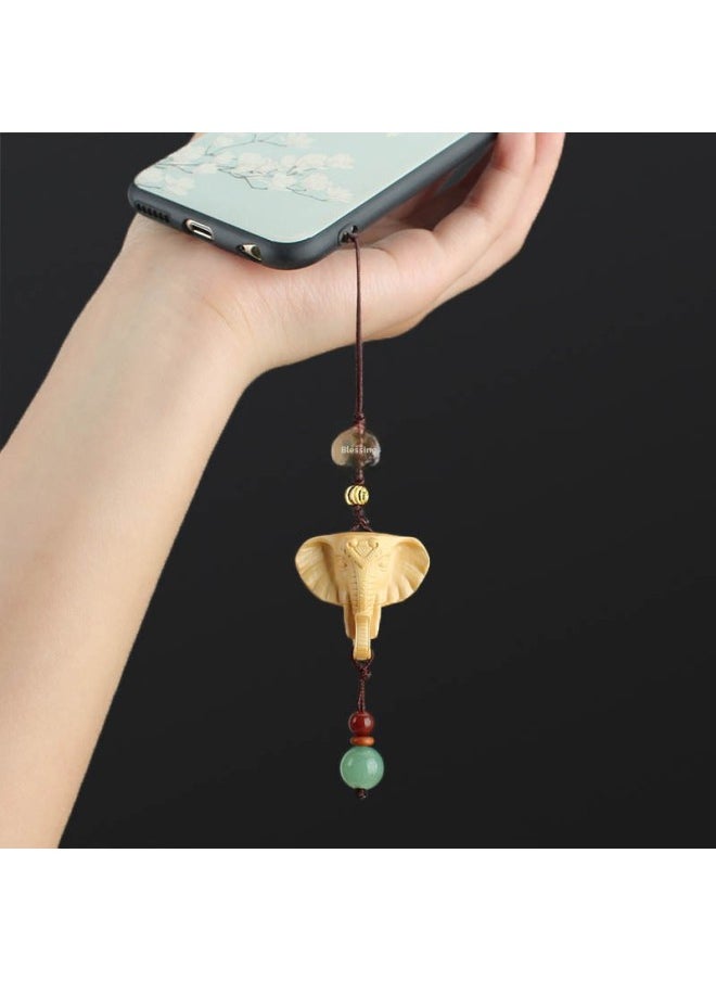 Generic - Ethnic Elephant Mobile Phone Lanyard Fu Jixiang Elephant God Key Chain Pendant Personalized Creative Bag U Disk Hanging Accessories-Specifications Support Image Upload:Fuxiang Surround Mobile Phone Rope - Image 1