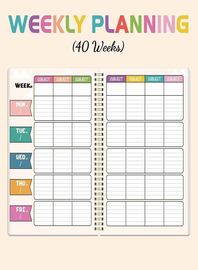 Lortarl Undated Teacher Planner - Teacher Planners 8.5 x 11, Teachers Lesson Plan Book, Teachers Lesson Planner 2026-2027 with Stickers and Inner Pocket - Image 4