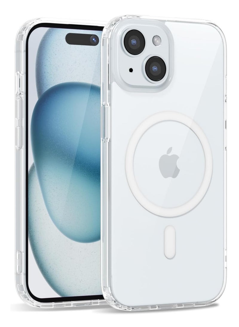 JOMILA iPhone 15 Plus Clear Magnetic Cover Mag Safe Compatible Hybrid Protective Crystal Clear Hard Back Case Shockproof Silicone Frame Slim Transparent Case for Apple iPhone 15 Plus - Image 1